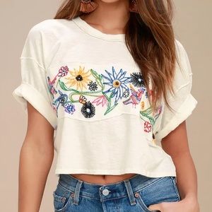 Free People Garden Time Floral Embroidered Top